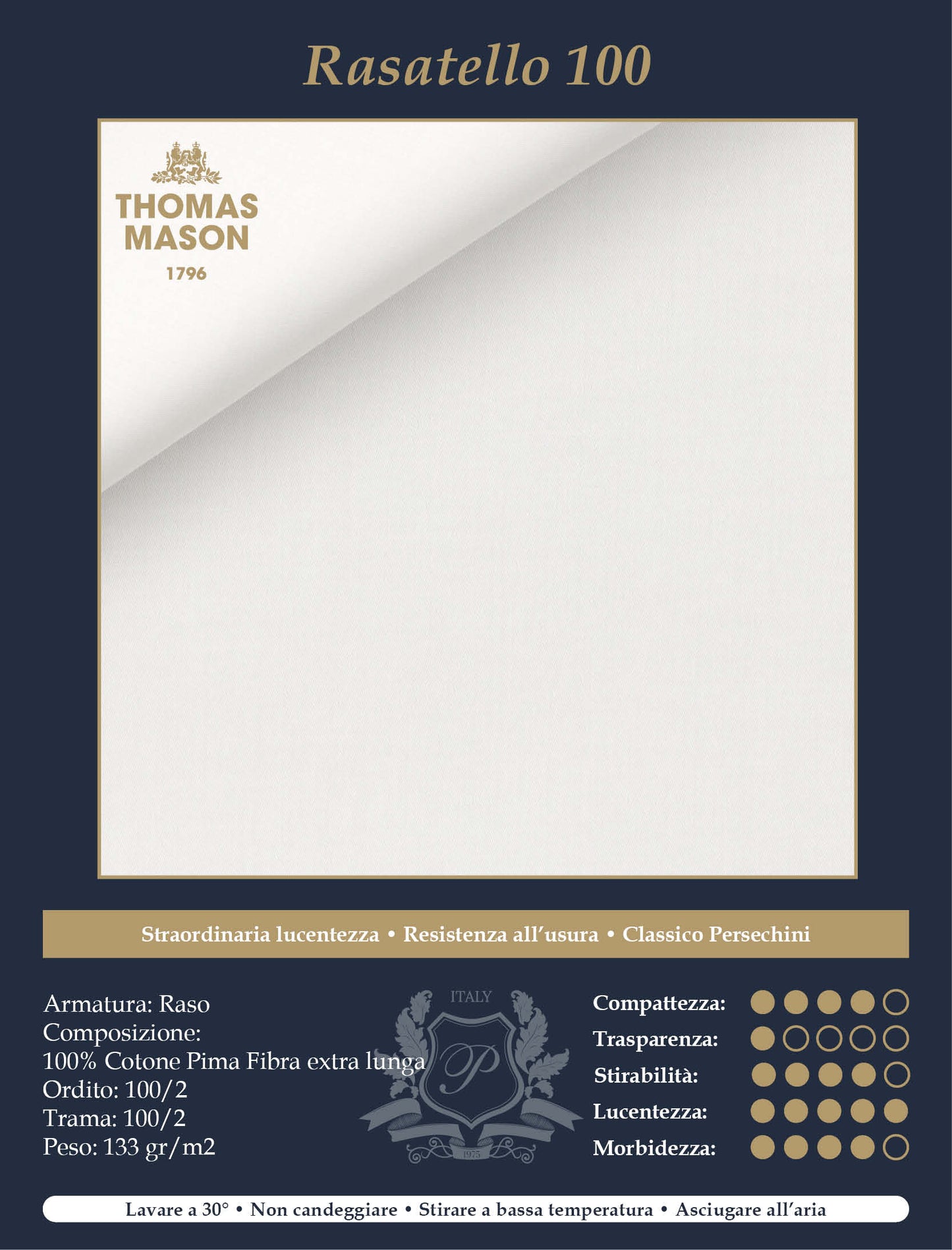 Camicia Bianca Rasatello 100/2 | Thomas Mason