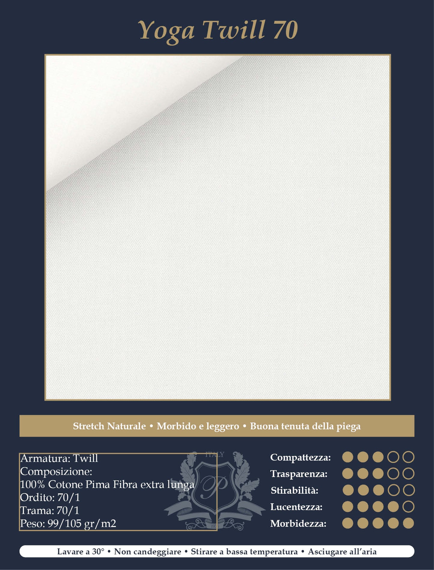 Camicia Bianca Yoga Twill Fresh 70/1 | Albini - SCHEDA TECNICA-persechini