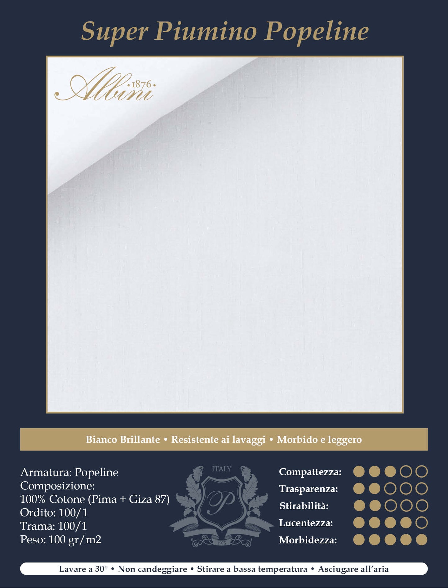 Camicia-Bianca-Super-Piumino-Giza-87-Popeline-100_1-Albini-SCHEDA-TECNICA - persechini