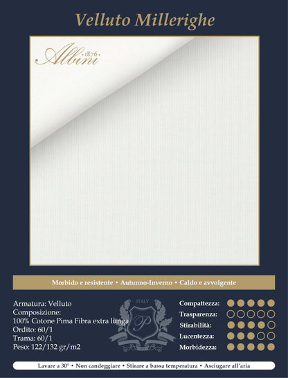 Camicia Bianca Velluto Millerighe | Albini