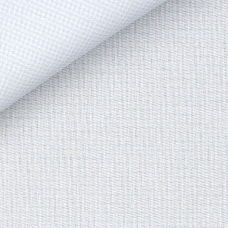 Camicia Quadro Azzurro Medio Regolare Yoga Twill Fresh 70/1 | Albini