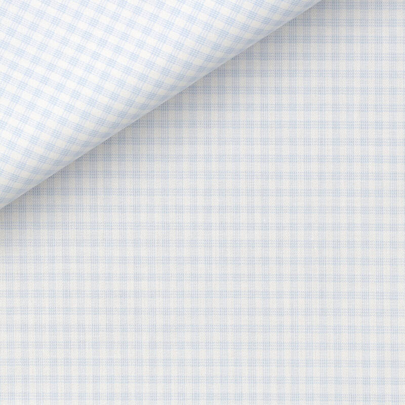 Camicia Micro Quadro Fine Azzurro Yoga Twill Fresh 70/1 | Albini