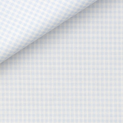 Camicia Micro Quadro Fine Azzurro Yoga Twill Fresh 70/1 | Albini
