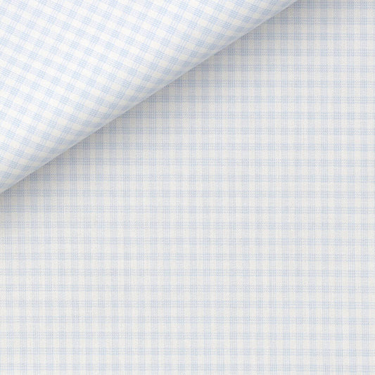 Camicia Micro Quadro Fine Azzurro Yoga Twill Fresh 70/1 | Albini